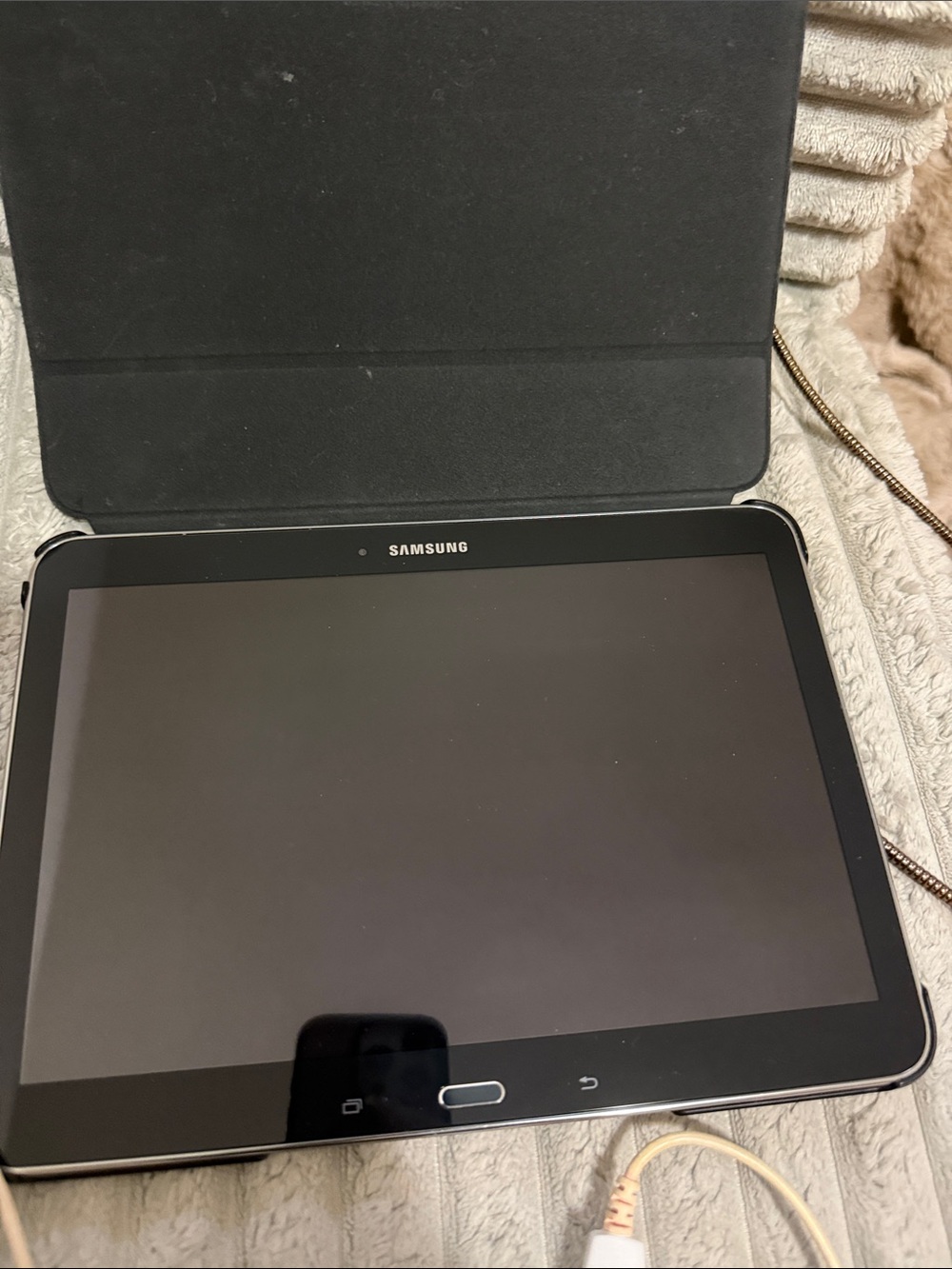 Samsung Black Tablet with Cover and Home Button